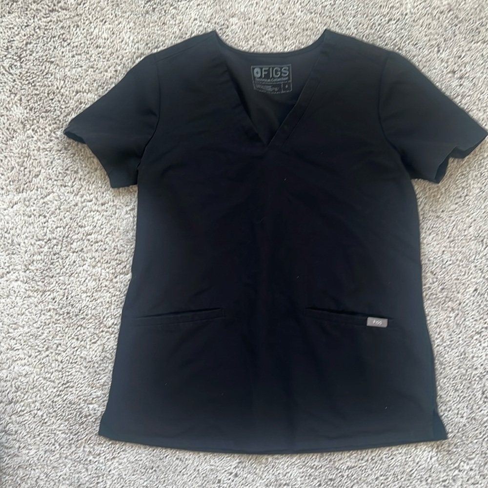 FIGS Casma Three Pocket Scrub Top Small - Black